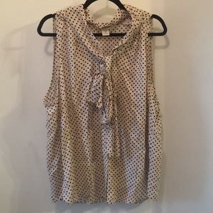 Polka dot tie front blouse 2X